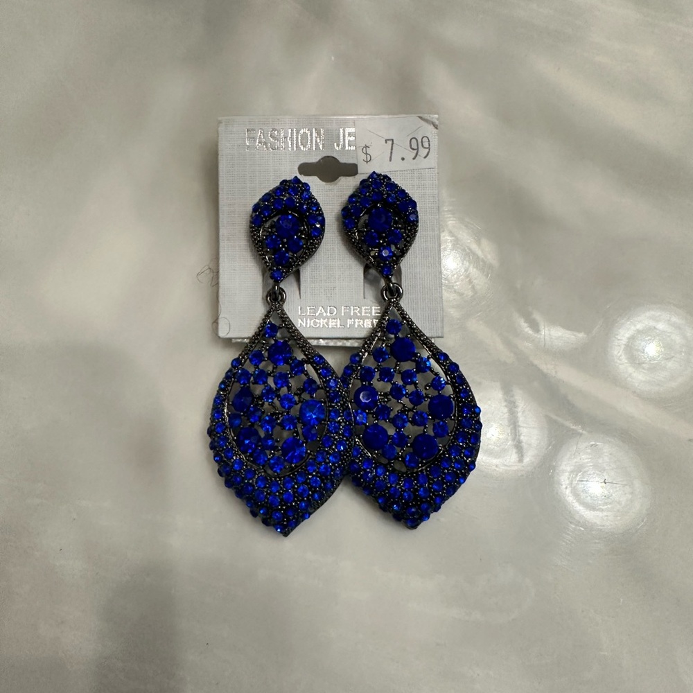 Elegant Blue Statement Earrings